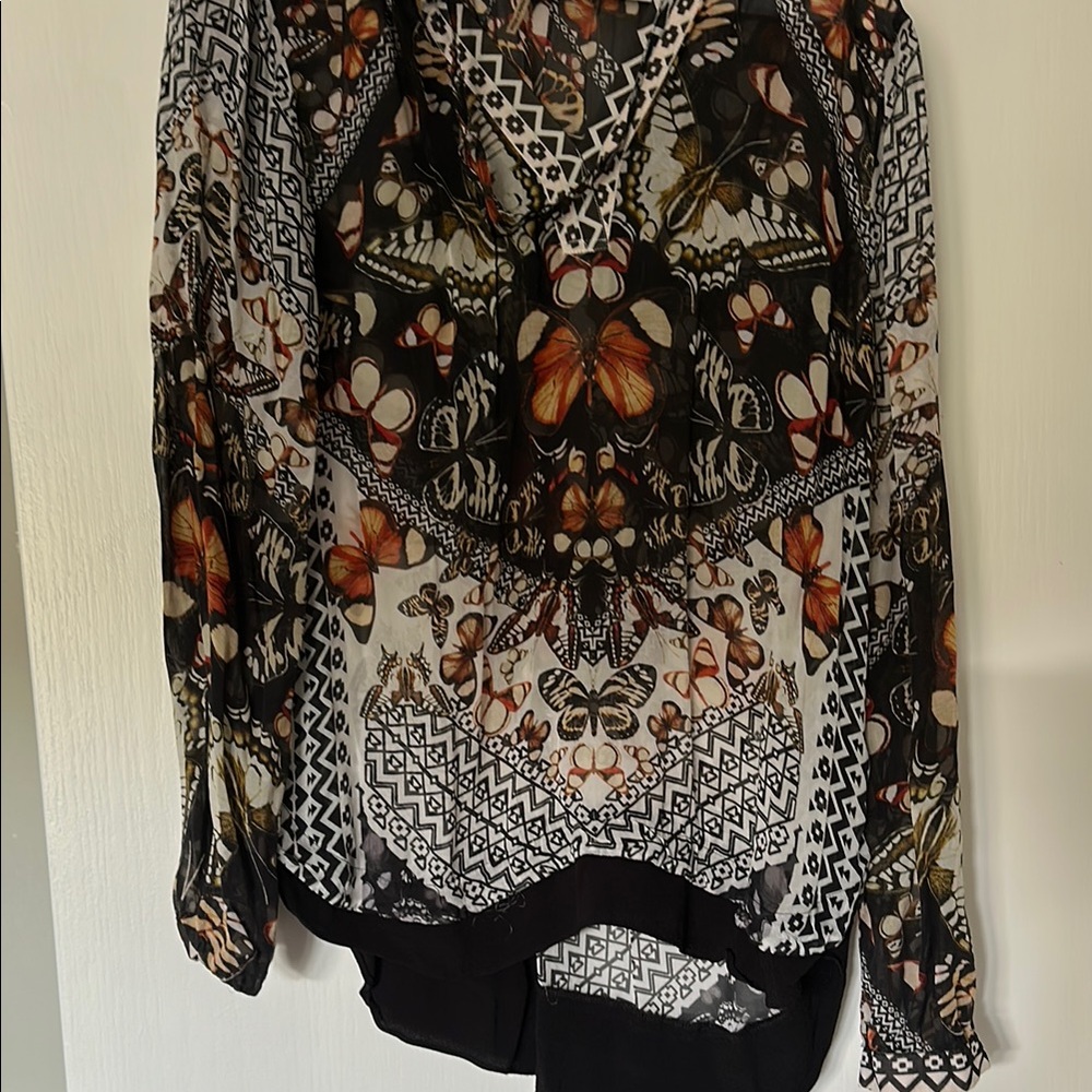 Butterfly Print Sheer Women's Top